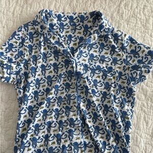 Roller Rabbit Blue Monkey Pajama Top